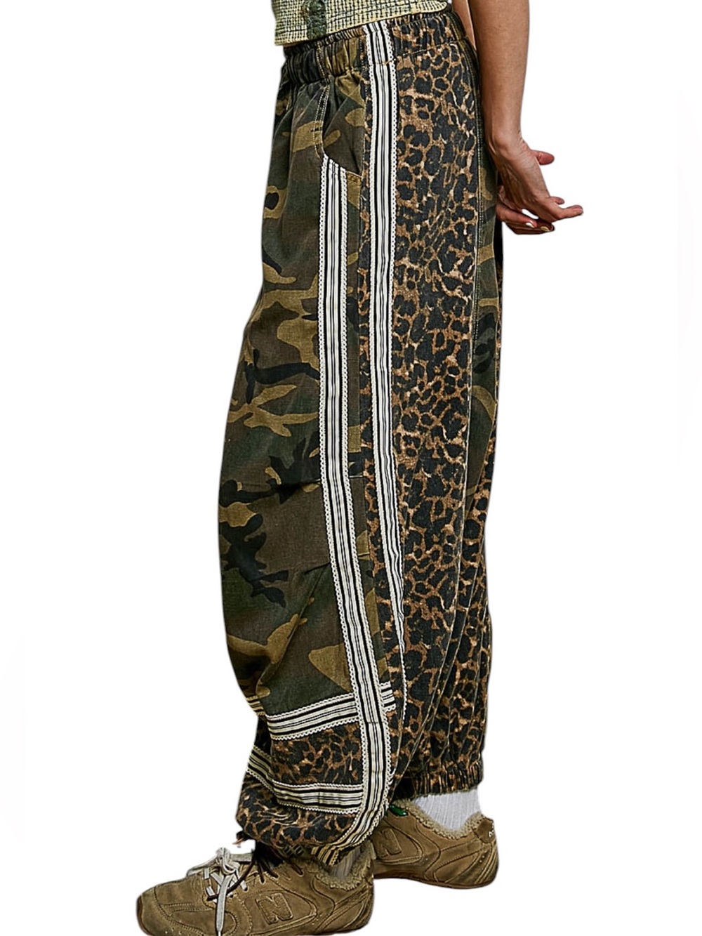 322. Women’s POL Camo & Leopard Wide-Leg Drawstring Pants - Picture 2 of 4